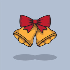 Vector illustration Christmas Bell. Vector design Bell. Christmas Bell red ribbon Vector Cartoon design illustration and icon for website, digital and print