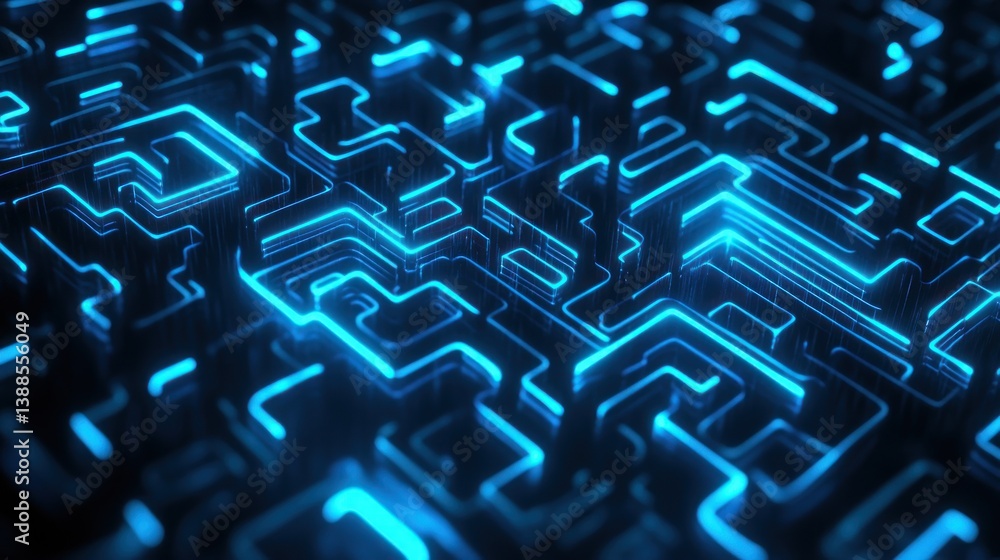 Aufkleber glowing blue circuit board pattern abstract technology background image