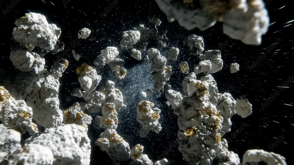 Poster exploring the dangers of an asteroid field in deep space generative ai