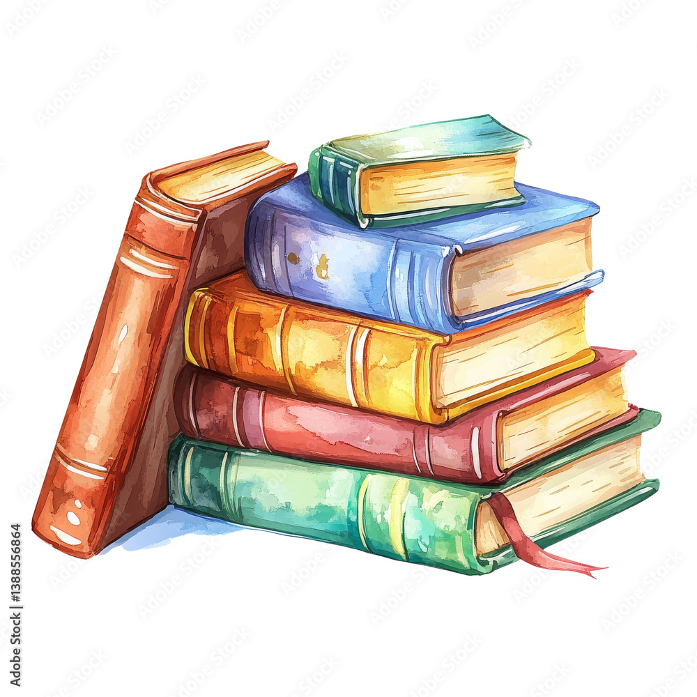 Aufkleber a colorful stack of books, representing knowledge and learning.