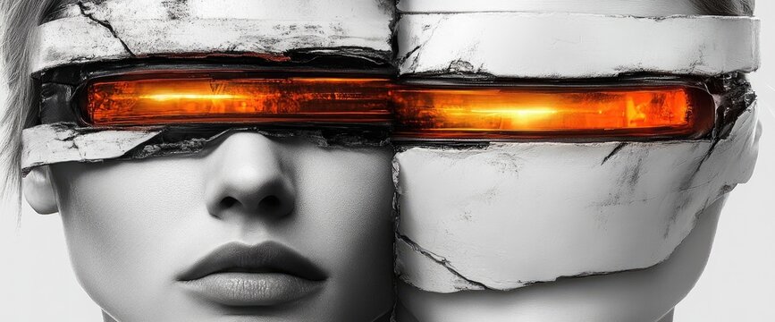 Cybernetic woman, futuristic vision