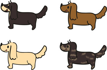 可愛いミニチュアダックスのマルチカラーイラスト