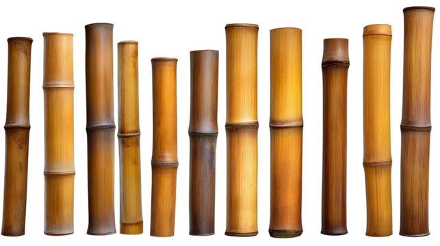 Isolated Bamboo Stems Illustration On Transparent Background Detailed Natural Wooden Texture And Brown Color