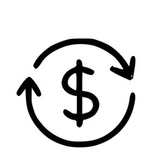 Obraz premium Dollar Exchange Hand Drawn Icon