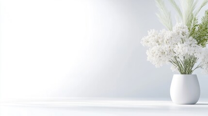 Fototapeta premium Minimalist white floral arrangement (2)