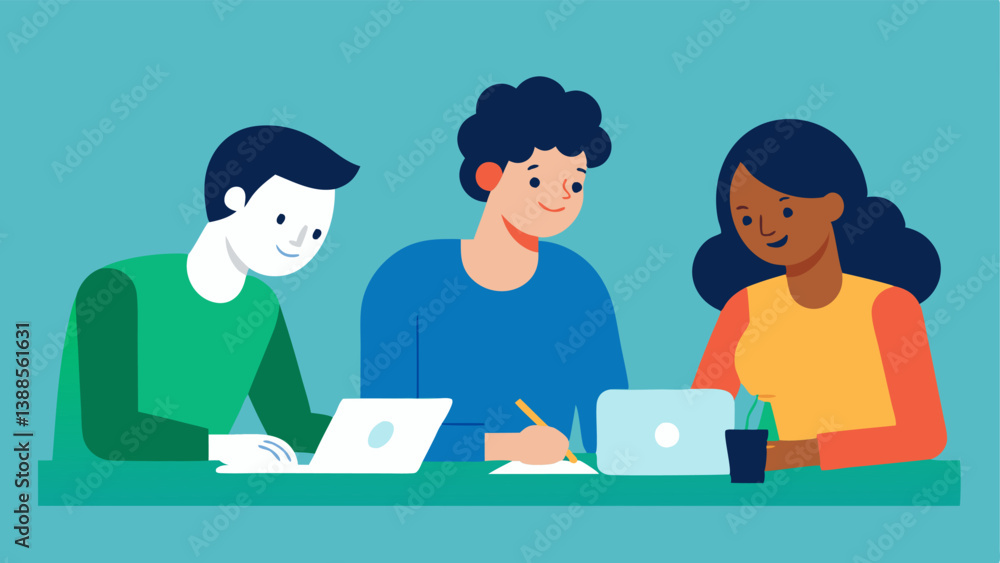 Poster gratitude practice a vector showing a group of coworkers writing gratitude notes to each other in a 