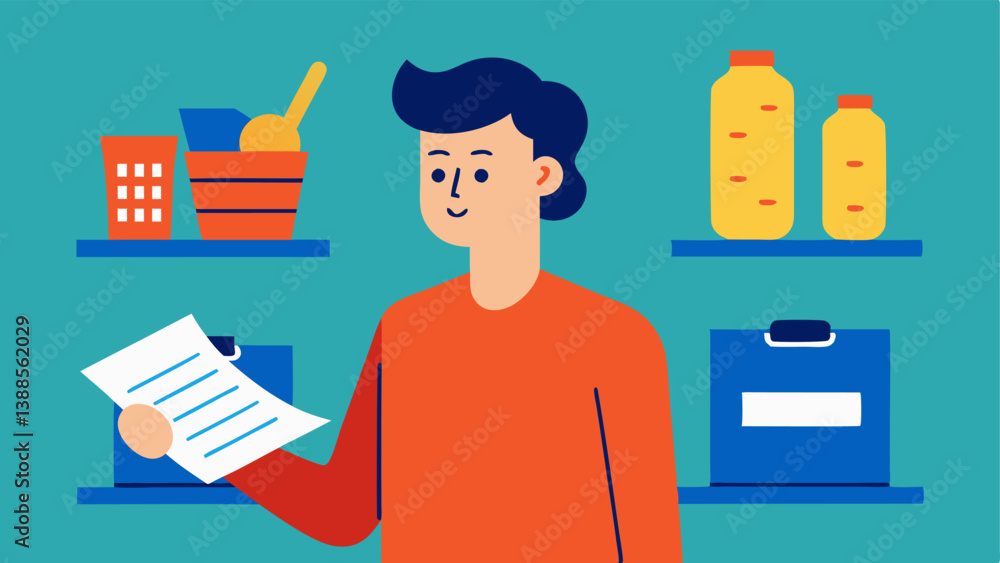 Poster cutting costs a person in a grocery store comparing prices on two items with a thoughtful expression