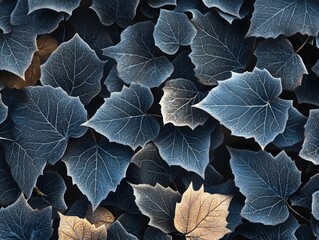 Frozen Leaves: Abstract Autumn Nature Background