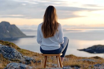 Woman Contemplating Scenic Landscape