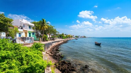 Obraz premium Coastal Town by the Sea