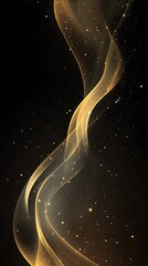 Golden Abstract Flowing Lines on Dark Background