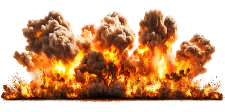 Illustration Of Explosion Blast With Fire Smoke And Flames Isolated Background