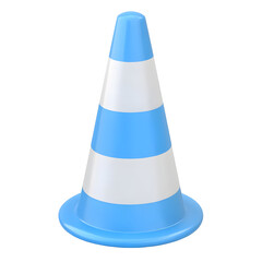 Isolated 3D Illustration Of Blue And White Traffic Cone On Transparent Background