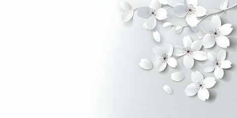 Delicate white petals scattered on a serene background, symbolizing purity and tranquility in nature.