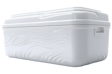 Isolated 3D Render Of A White Coffin With Lid Closed In Isolated Background