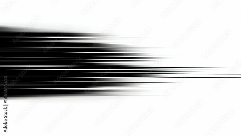 Poster dynamic abstract background featuring streaks of black and white, conveying movement and speed in a 