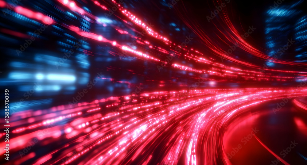 Poster dynamic light trails create a vibrant, futuristic atmosphere, symbolizing speed and innovation in te