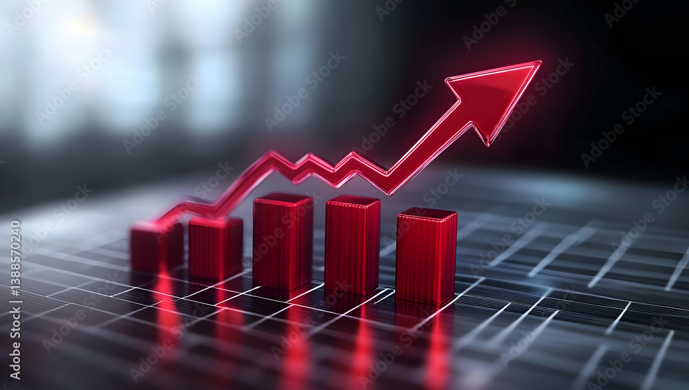 Poster dynamic red graph symbolizing growth and success in a modern business environment.