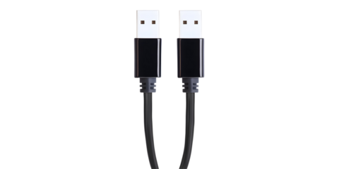 Isolated USB Cable Illustration On Black Background For Data Transfer