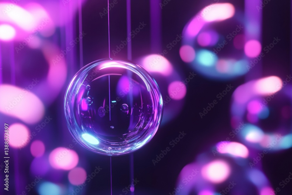 Leinwandbilder floating holographic spheres create a futuristic ambiance with glowing reflections in a minimalistic