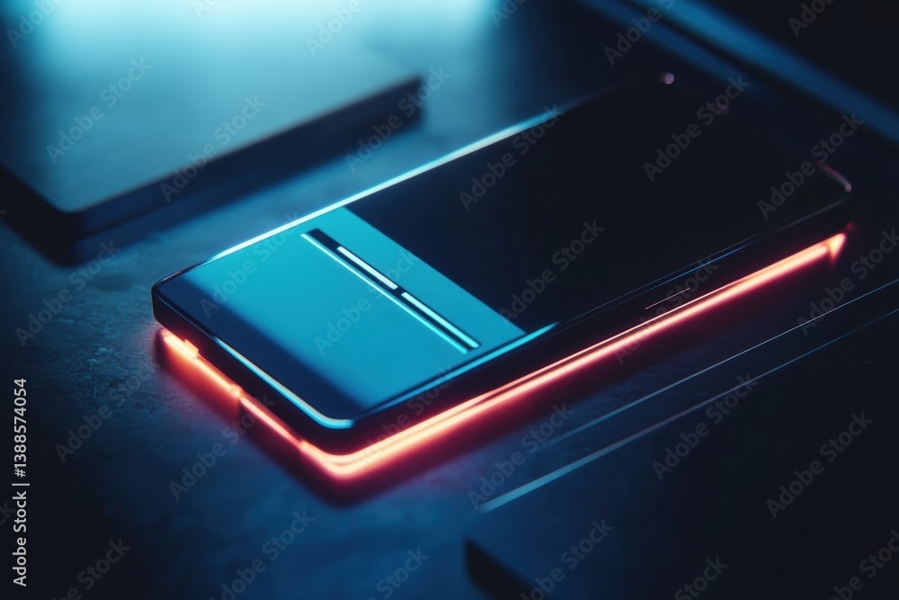 Leinwandbilder modern smartphone showcasing digital wallet interface in soft futuristic lighting with a focus on cl