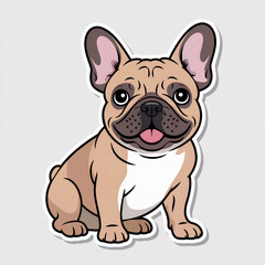 Fototapeta premium Cute French Bulldog Vinyl Sticker – Chubby Cartoon Puppy Sitting with Big Ears and Happy Expression