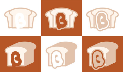 Letter B white bread. This logo combines letters and white bread. Suitable for bread shops, bakery, cafe, and the like.