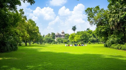 Fototapeta premium Serene Park Scene with Gathering