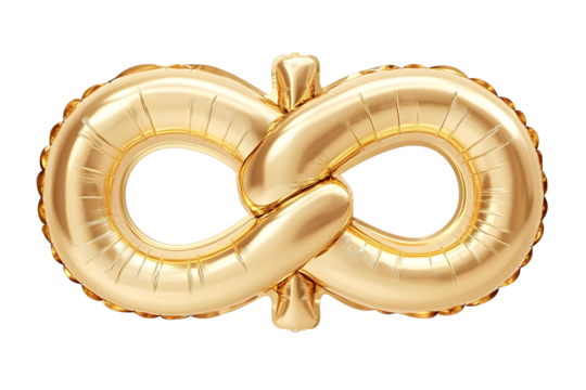 Isolated Golden Infinity Balloon Illustration on Transparent Background