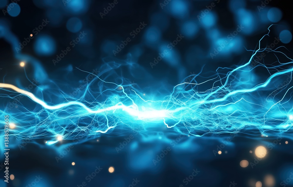 Poster a vibrant, abstract representation of electric energy with blue light and dynamic patterns, creating