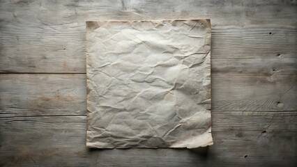 Aged Crumpled Paper on Rustic Wooden Surface, Perfect for Vintage Design Projects or Textured Backgrounds