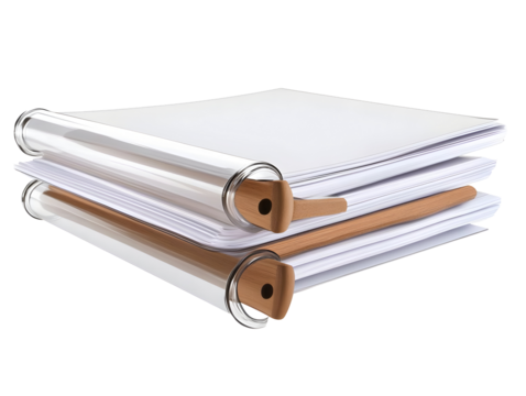 Realistic Isolated Binder Stack With White Papers On Transparent Background