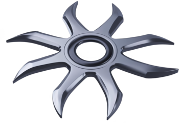 Metallic Shuriken Isolated on Transparent Background a 3D Illustration