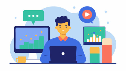 Community Events An illustration of a virtual seminar or webinar with a speaker sharing insights on trading strategies showcasing the educational aspect of social trading