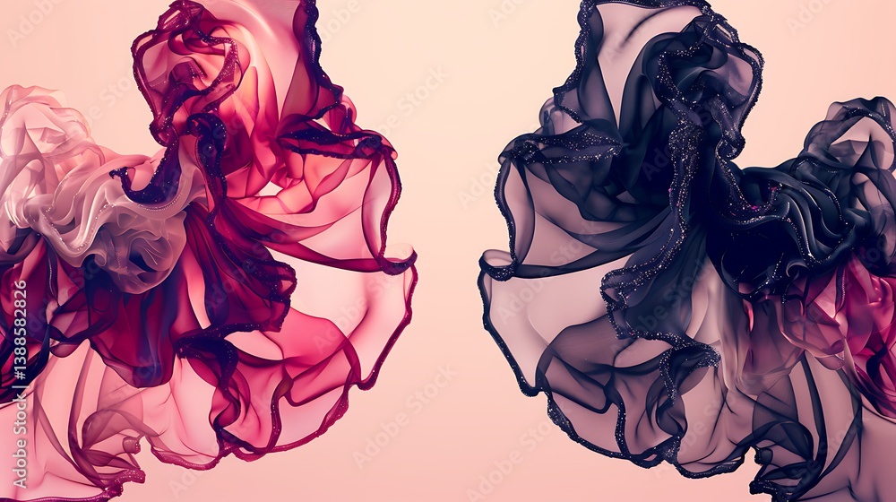 Poster two flowing garments of sheer fabric creating elegant forms