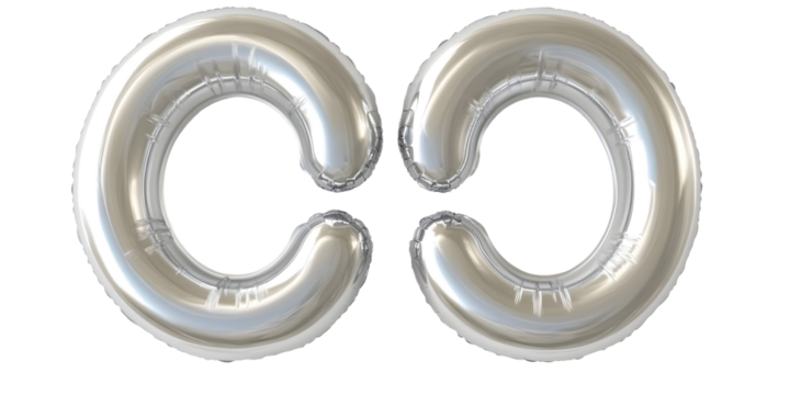 Silver 3D C Letter Balloon Isolated On A Transparent Background Illustration