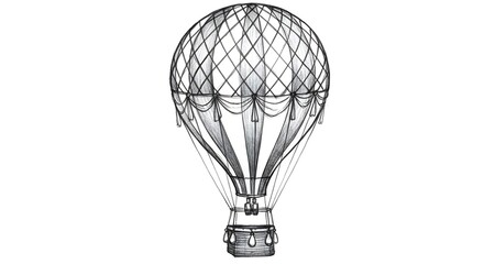 Vintage Hot Air Balloon Sketch Illustration on White Background
