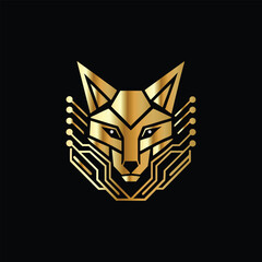 Technology Monogram design template Business sign identity label wolf head logo design, wolf face vector icon. Fox head Vector illustration.