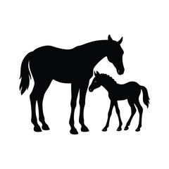 Obraz premium Horse black silhouette vector art illustration 