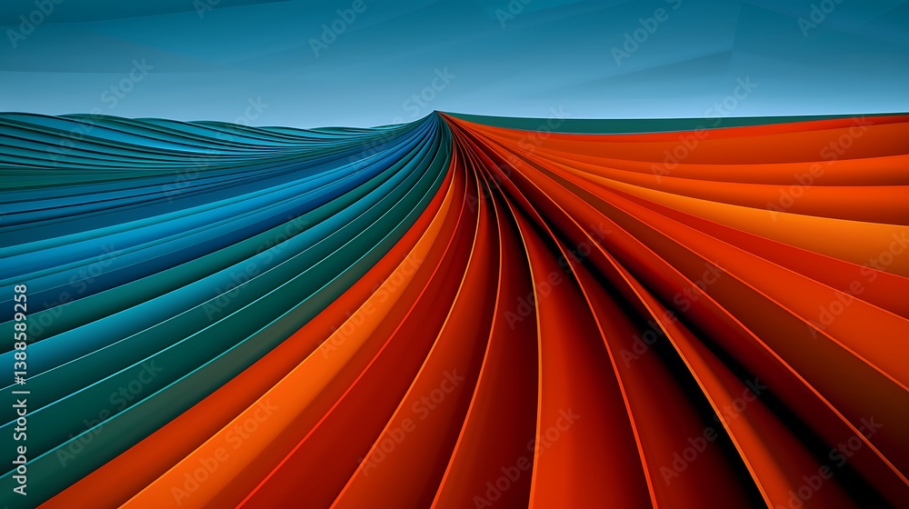 Poster colored layers creating a wave like shape with a gradient