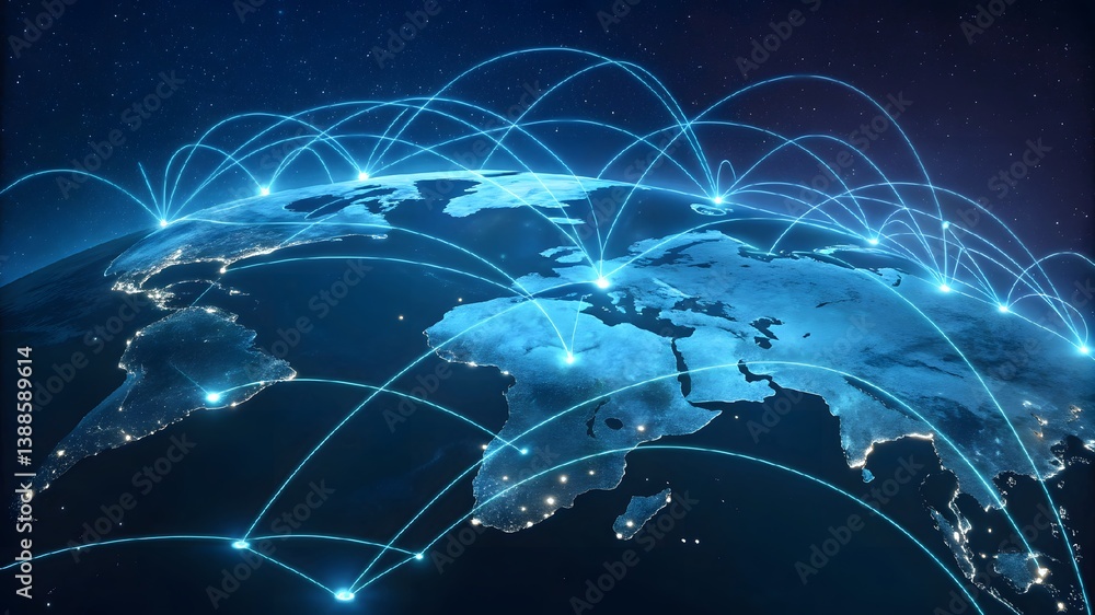 Poster global digital network and connectivity across the world