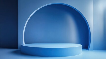 Minimalist Blue Podium Display Interior