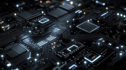 Detailed close up view of a computer circuit board