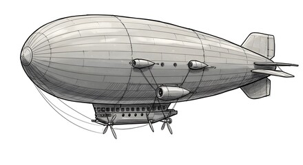Naklejka premium Airship Illustration Vintage Style with Propellers and Detailed Shading