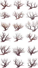 Obraz premium Pixel Art Isolated Trees Set Brown Branches For Isolated Background