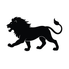 lion black silhouette vector art illustration