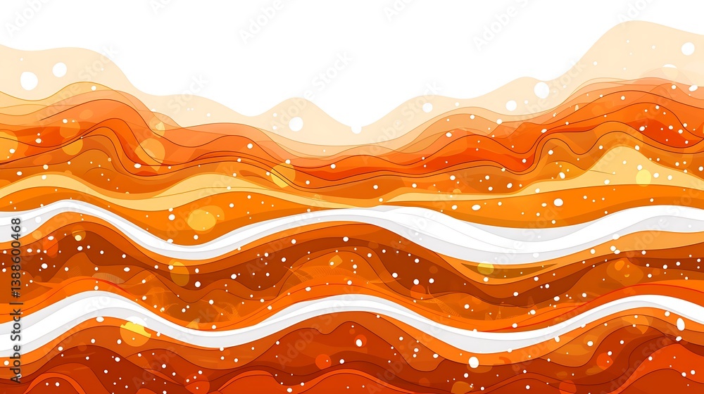 Poster abstract orange and white layered waves with soft flowing forms