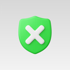 Obraz premium 3d Realistic Shield Close Security vector Illustration