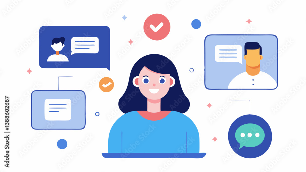 Aufkleber personalized recommendations a virtual assistant suggesting products to a happy customer through an 