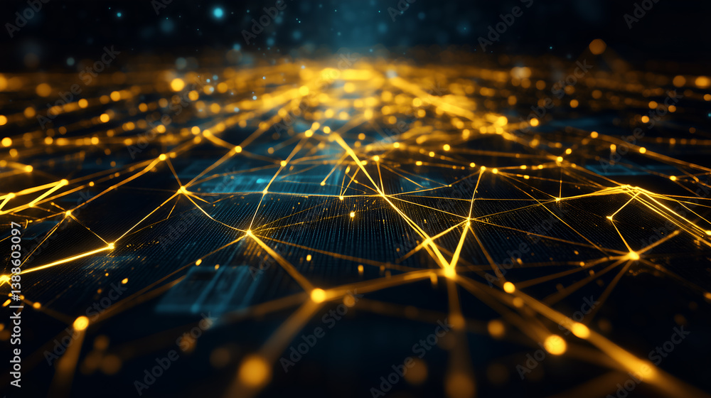 Aufkleber a futuristic digital network with interconnected glowing lines. the intricate web of connections sym